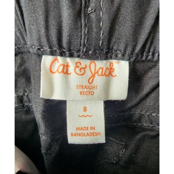 Cat & Jack Straight Leg Flexible Drawstring Reinforced Knee Kids Black Pants - Picture 2 of 11